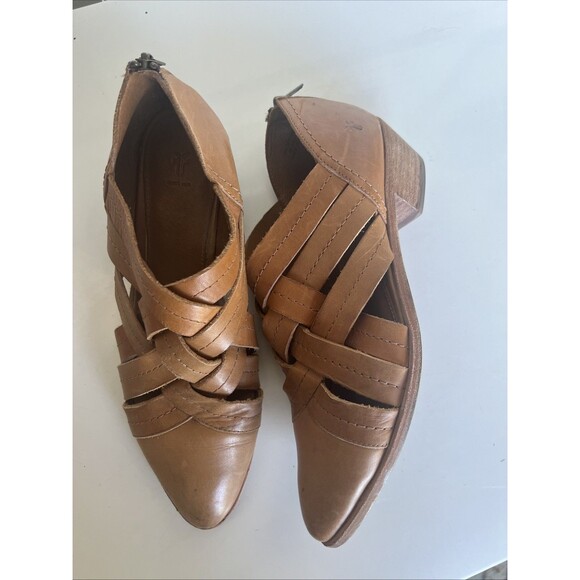 Frye Ray Huarache Tan Nude Woven Bootie Shootie Size 10 Western Boho Artsy - Picture 1 of 10